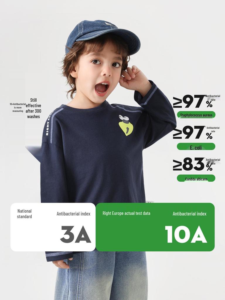 2026 Boys' Pure Cotton Long-Sleeve T-Shirt - Spring & Autumn Trendy Base Layer