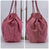 PRADA Pocono Tessuto Nylon Ribbon Hand Tote Bag One Shoulder Strap Leather Pink Silver Hardware Triangle Logo Plate