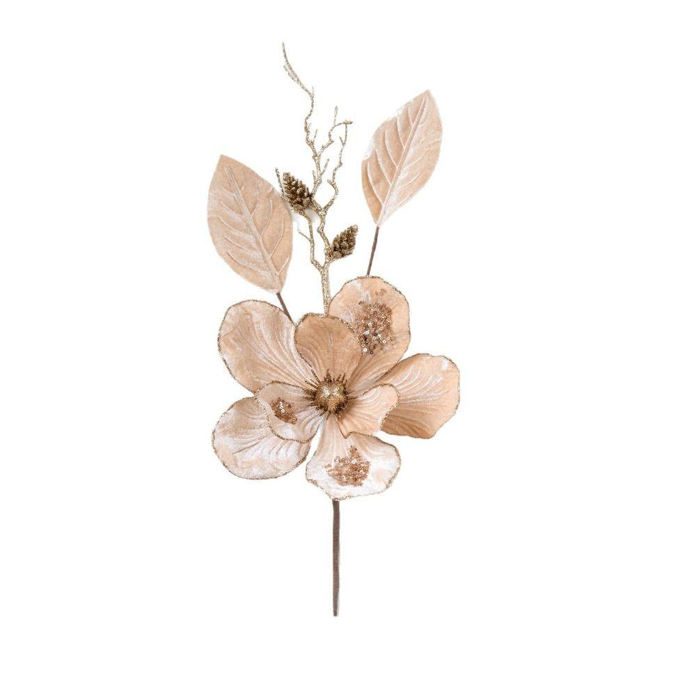 Fabric Plastic Christmas Artificial Flowers 22cm Glitter Fake Flower  Christmas Decor