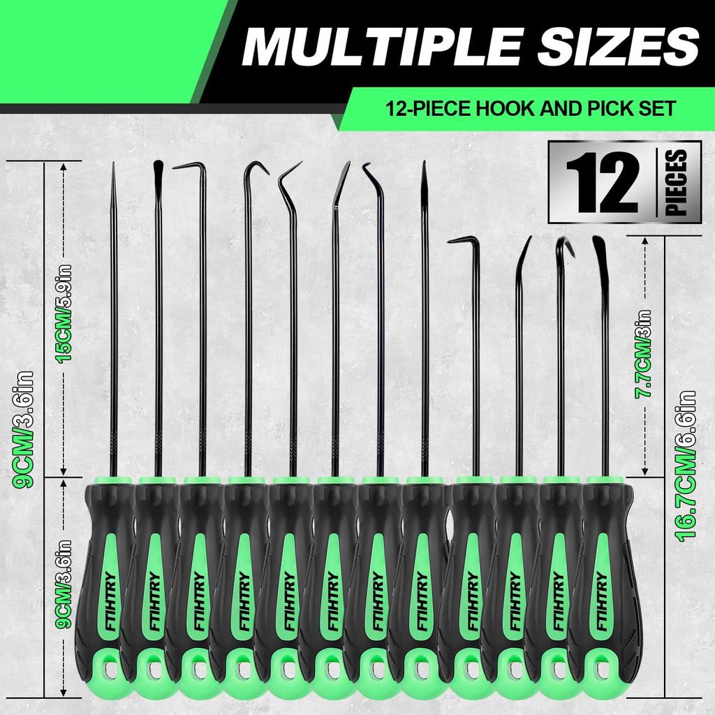 12-Piece Pick And Hook Tools Set, Pick Tool Set Car Auto Oil Seal/O-Ring Seal Gasket Pick Hooks Puller Remove, Long And Mini Pick Tool Set