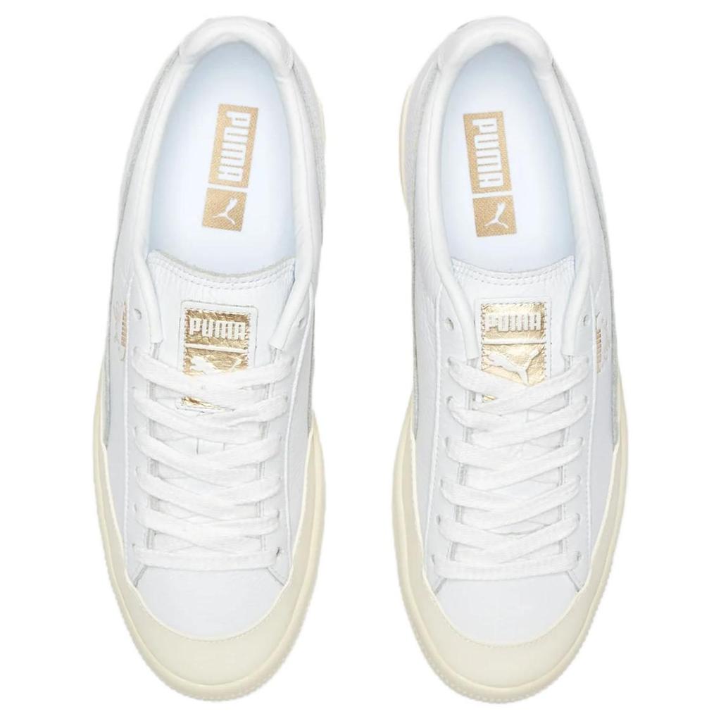 Puma Клайд Резиновый Носок Кожаные Повседневные Досочные Туфли Белые 366986-01