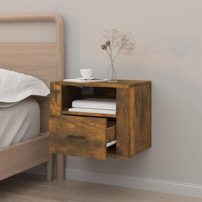 816890 vidaXL Wall-mounted Bedside Table Smoked Oak 50x36x40 Cm
