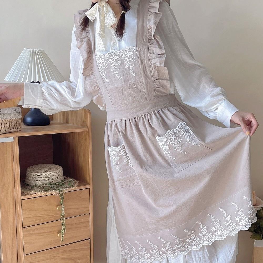 Женские фартуки с кружевным узором, деревенский стиль, рабочая одежда, новый садовый фартук для женщин и девочек