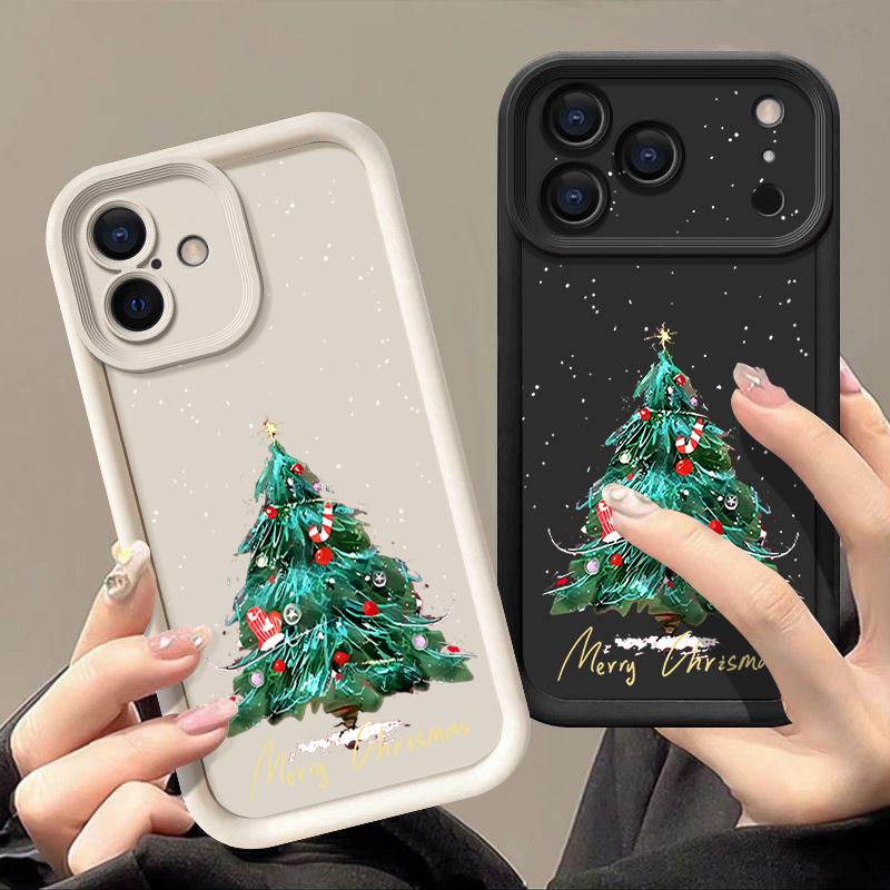 Christmas Tree Pattern Case For iPhone 17 Air 16e 16 15 14 Pro Max 13 17 Pro Max 17 Pro 17 Shockproof Soft TPU Silicone Phone Cover Funda