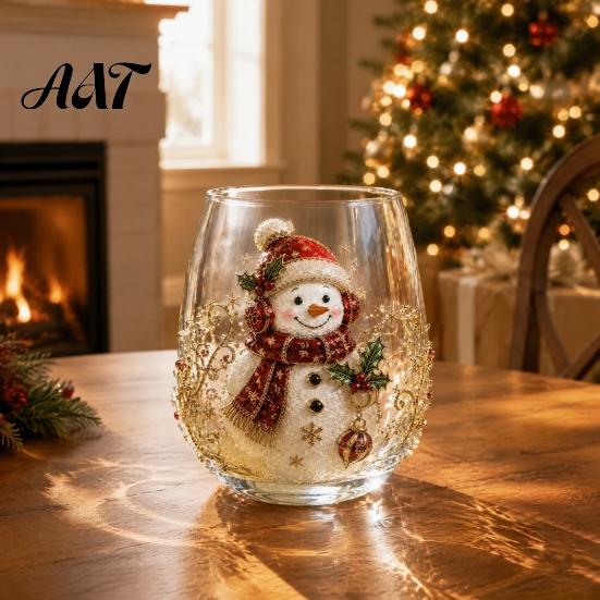 Clear Borosilicate Glass Mug Creative Transparent Santa Claus Pattern Mug, 3D Embossed Christmas Aesthetic Tea Cups, Stylish Kitchen Glassware