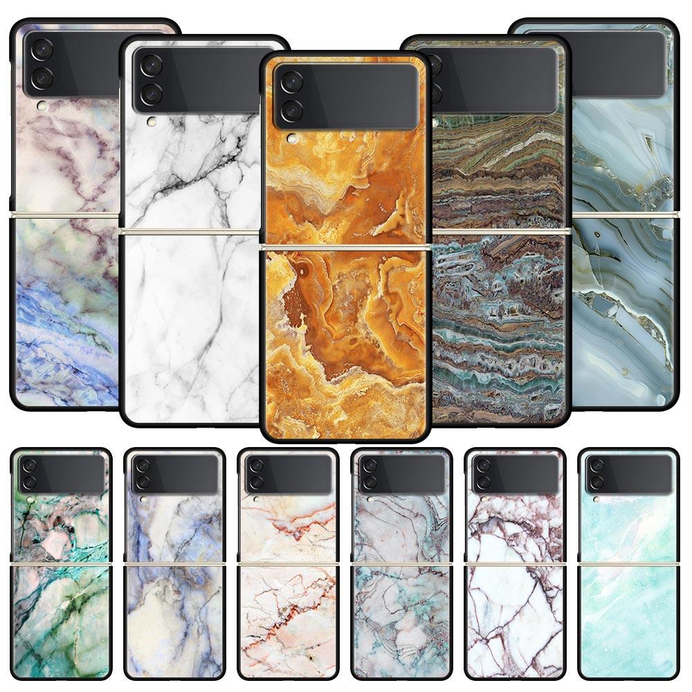Модный мраморный чехол для телефона Samsung Galaxy Z Flip3 Flip4 Flip5 Чехол-оболочка для Z Flip 3 4 5 6 7 Жесткая складная крышка