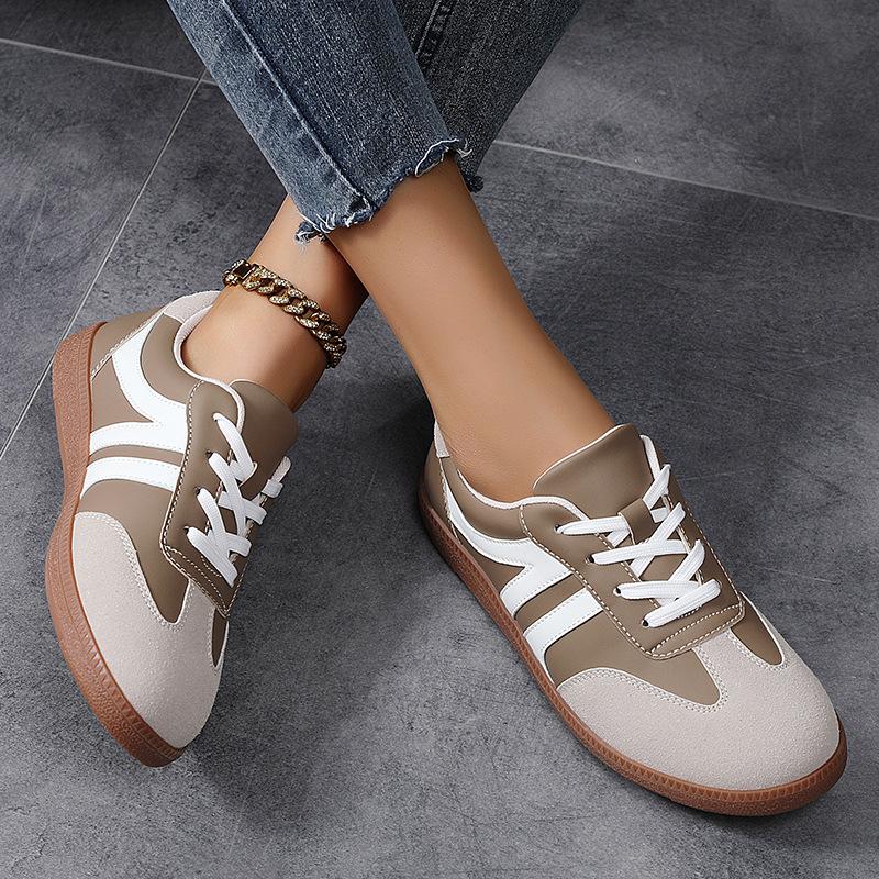 Korean German Training Shoes for Women's Spring New Flat-soled Retro Color-blocking Casual Sports Versatile Board Shoes