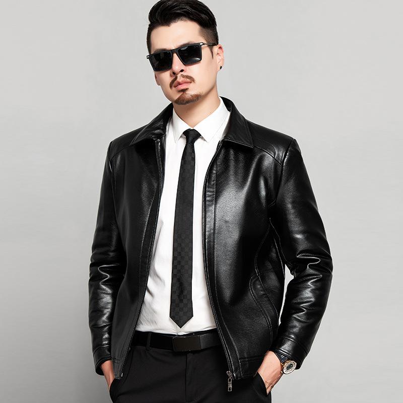 Весна, осень и зима Новая тонкая натуральная кожаная мужская куртка мужская одежда флисовое стеганое пальто красивый топ