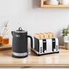 Sleek Textured Kettle and Four-Slice Toaster Set - Black