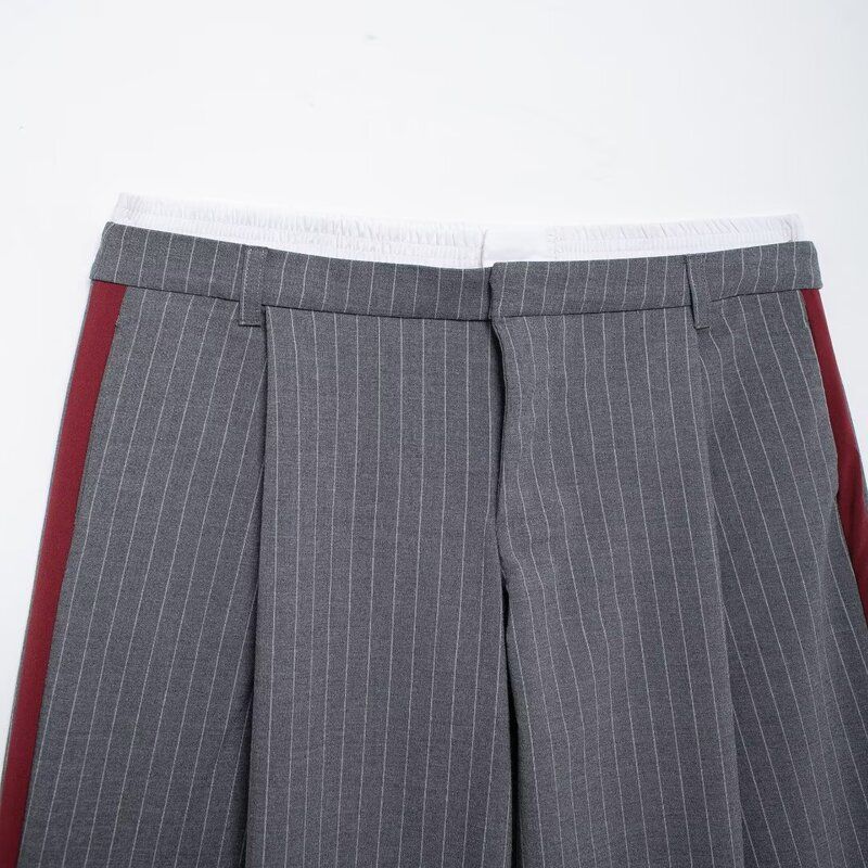 Fashion Style 2024 Autumn New Women's Clothing Pinstripe Mid Waist Wide Leg Stretch Casual Trousers 4661522