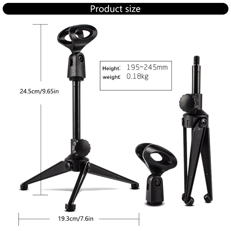 Portable Mic Tripod Stand For Studio Broadcasting Online Meetings Stable Plastic Metal Base HandsFree Mounting System