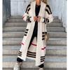 Women's Long Sleeve Striped Knitted Cardigan Loose Long Sweater