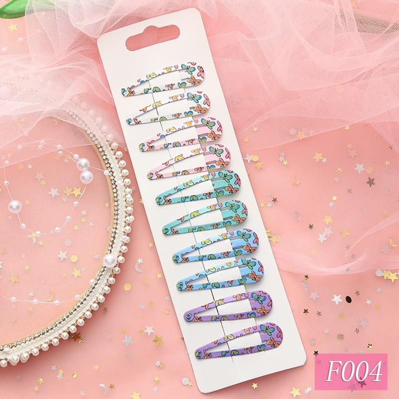 10 шт., милые заколки для волос с мультяшным принтом высокого качества для детей, однотонные заколки для волос Matel, аксессуары для волос для девочек, заколки