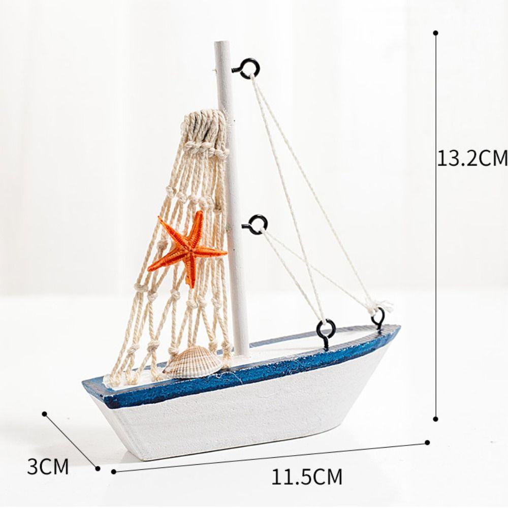 Wooden Crafts DIY Micro Landscape Sailing Miniature Figurines Sailboat Ornaments Sailing Model