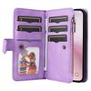 For iPhone 16e Leather Case with Strap Zipper 9 Card Slot Phone Cover Stand