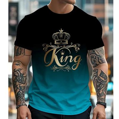 Новая летняя мужская модная футболка Personality King Printed Men's T-shirt Top