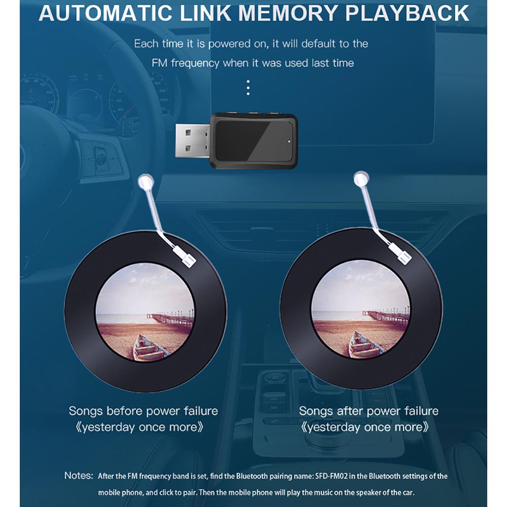 FM02 USB Bluetooth 5.3 FM-передатчик Мини-адаптер Bluetooth Светодиодный дисплей Беспроводной приемник 87,5-95 МГц Регулируемое радио Громкая связь Вызов Автомобильный аудиоплеер