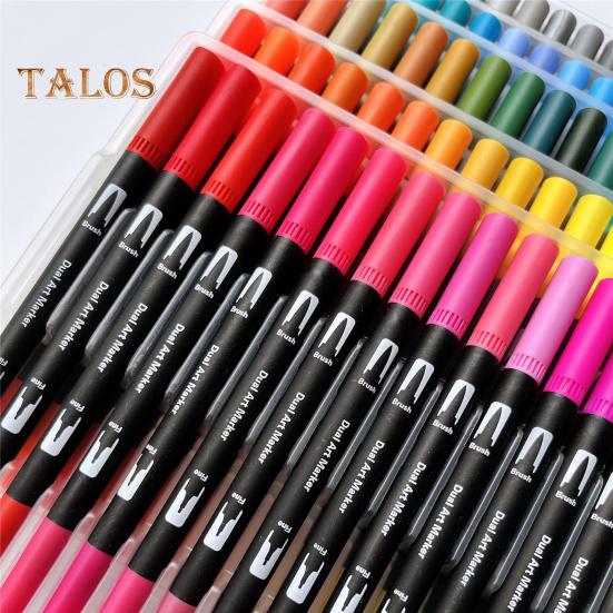 Набор цветных ручек для граффити, цветные контурные ручки, двухсторонняя кисть и тонкие маркеры для письма, раскрашивания в стиле скрапбукинга