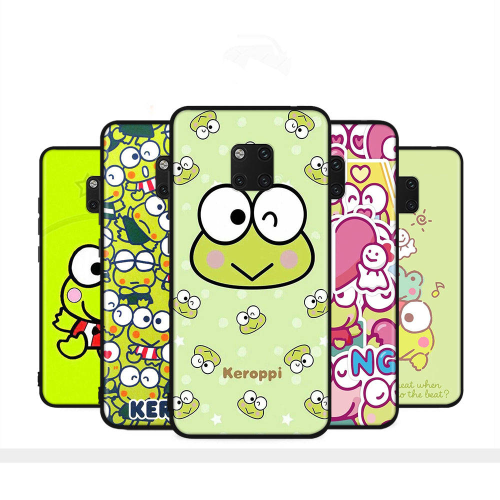 HK16 Frog Keroppi Black Sofe Case for iPhone 16 15 Plus 14 13 Pro 8 SE XR XS Max P30 Nova 5T Y5P Y6 Y7 Y8P Y9 Realme C30 C33 C31 VIVO Y36 V27