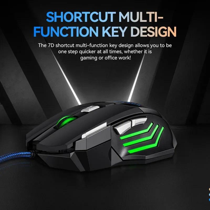 Проводная USB-мышь с RGB-подсветкой, эргономичная, игровая, 7D, для киберспорта, компьютерная мышь для ПК, настольного компьютера, ноутбука.