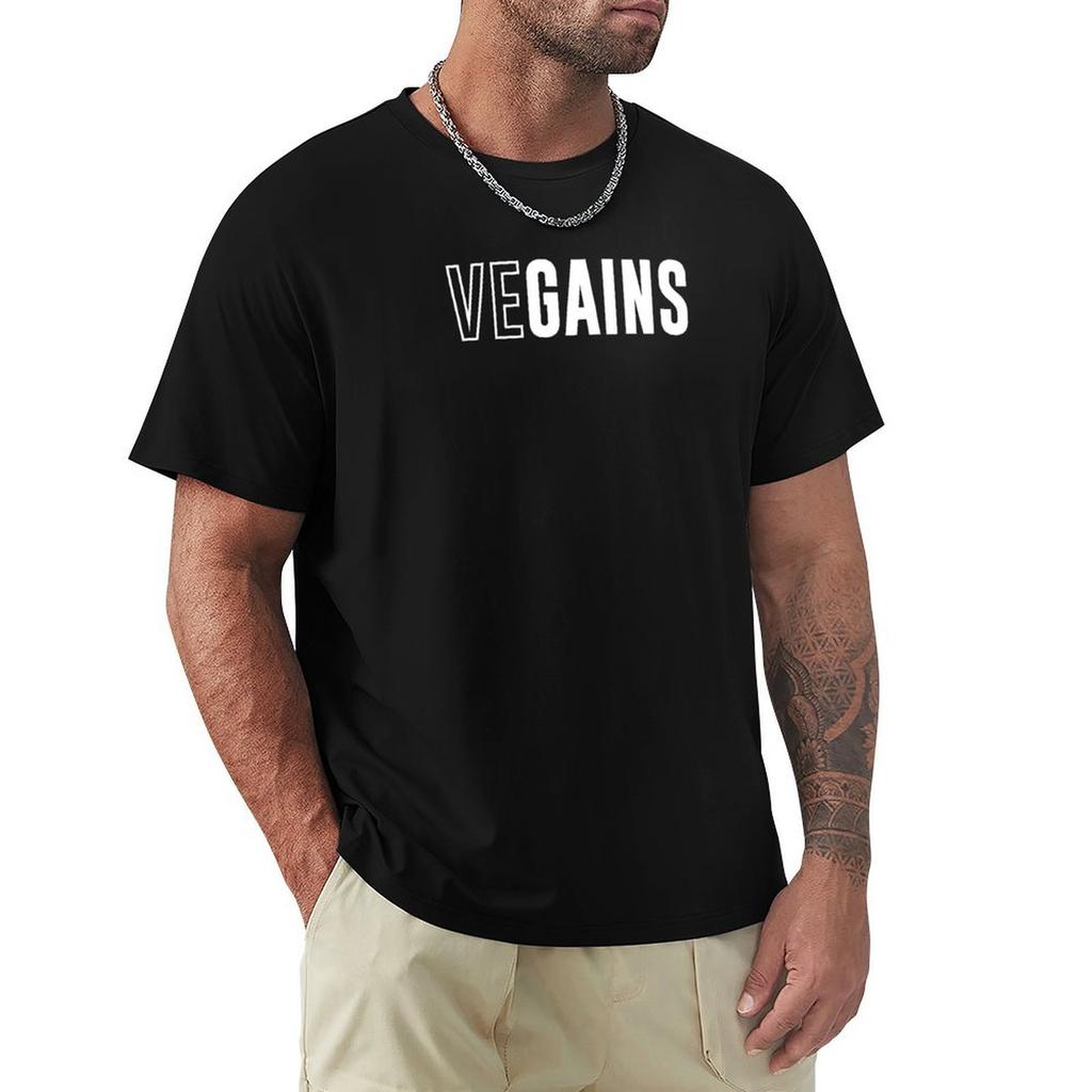 VEGAINS Vegan Gains T-Shirt Blouse anime figures blacks cute tops Men's cotton t-shirt