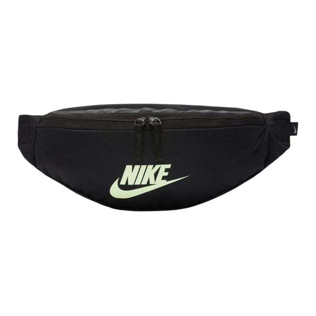 Nike Сумка на пояс с молнией и логотипом Heritage, унисекс, черная, зеленая BA5750-015