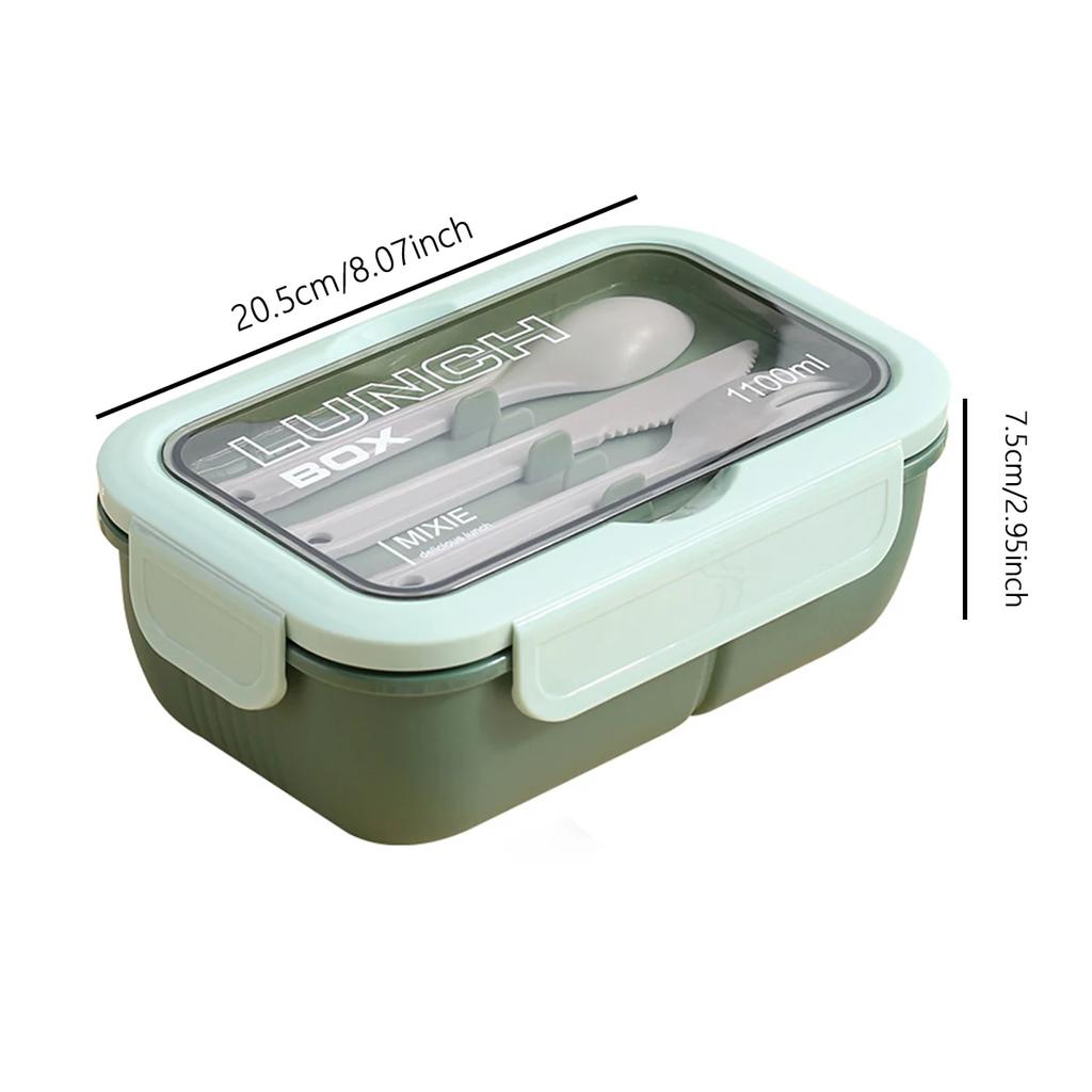 1pc-Large Capacity Bento Box - Portable Lunch Container with Fork and Spoon for Office, School, Outdoor - Durable, Easy To Clean