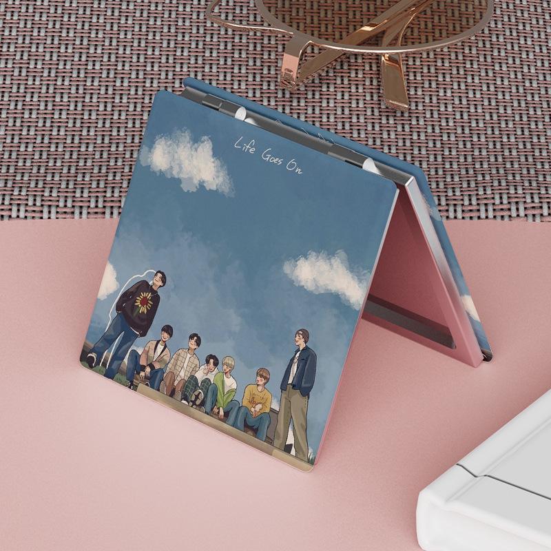 BTS Bulletproof Youth Foldable Double-sided Makeup Mirror: Portable & Stylish