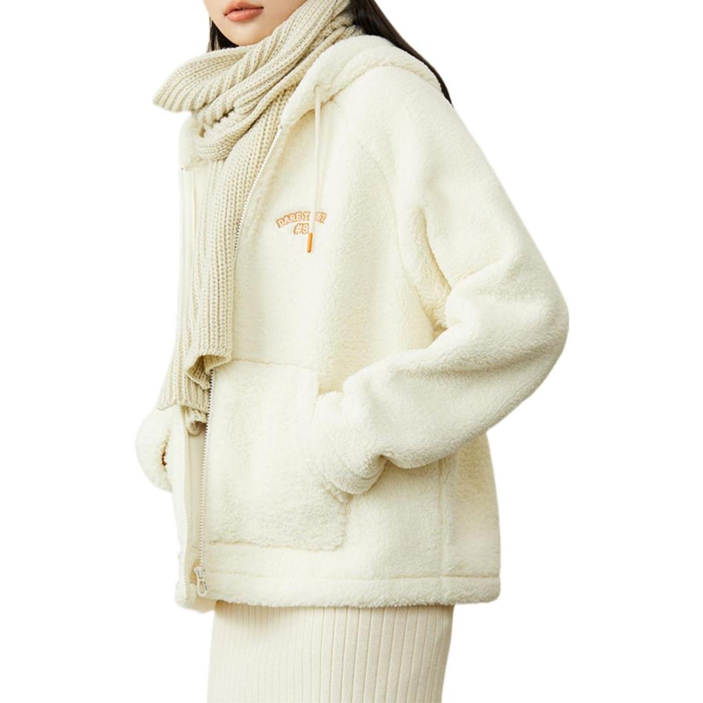 ANTA Life Collection Velvet Jackets Women's Light Cloud White Hooded Thickened 162248726-4