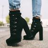Women Platform Rivet Ankle Boots Female Retro High Heels Autumn Fashion Sexy Lace-Up Pumps Ladies Shoes Plus Size 35-43