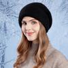 Зимняя теплая шерстяная шапка с наушниками для головы, женская вязаная шапка с большой окружностью головы