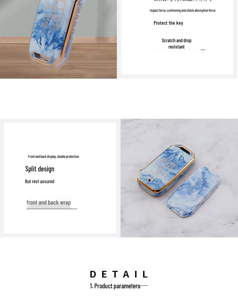 Нефритовый чехол для ключа с золотой инкрустацией для 22 моделей Kia: Противоударный, Стильный для мужчин и женщин