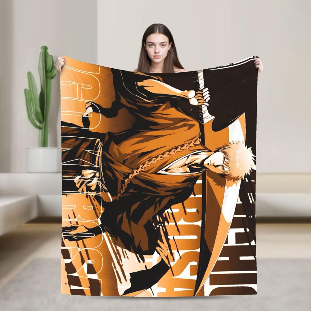 Супермягкий плед для пикника BLEACH Аниме Ичиго Плед Фланелевое покрывало для дивана кресла Графическое покрывало для дивана-кровати
