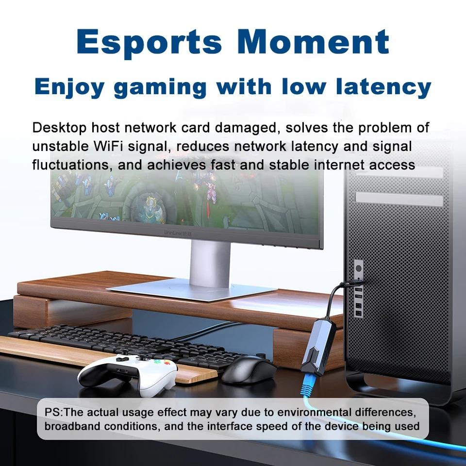 USB to Ethernet Adapter 5Gbps Type C (Thunderbolt 4/3 Compatible) to RJ45 Network Card Compatible for NAS Macbook Laptop