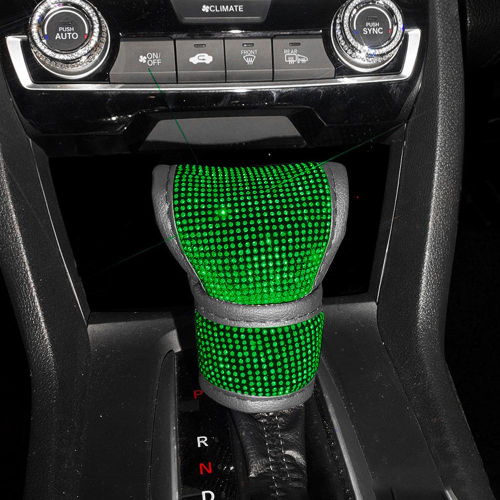 Блестящий чехол для рычага переключения передач автомобиля, кожаный чехол для ручки переключения передач автомобиля, универсальные хрустальные стразы, автомобильные аксессуары для женщин