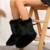 Fashion Women Winter Black Shank High Fluffy Boots Ladies Furry Faux Fox Fur Long Warm Shoes Girls Designer Large Size Plush Fur Boots