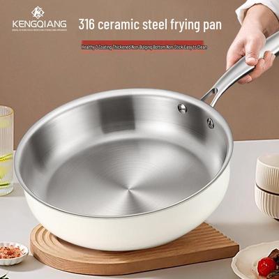 Вок и сковорода из нержавеющей стали 316 с керамическим дном и антипригарным покрытием для газовых и индукционных плит