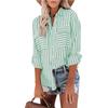 Women's Spring and Summer Washed Striped Single-breasted Long-sleeved Shirt Female