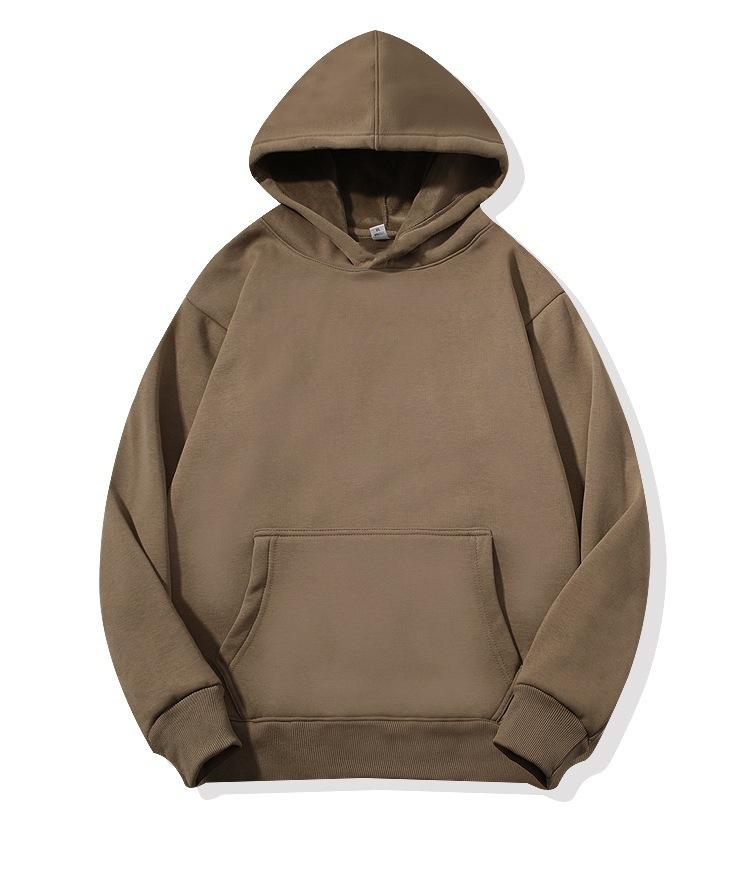 Cross-border European and American fleece loose hooded sweater 220g hoodless rope solid color hoodie men's and women's same sweater