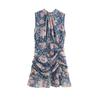 Kaslead New Arrival Women's Clothing Fashion Style Fashion Casual Floral Pleating Sleeveless Dress
