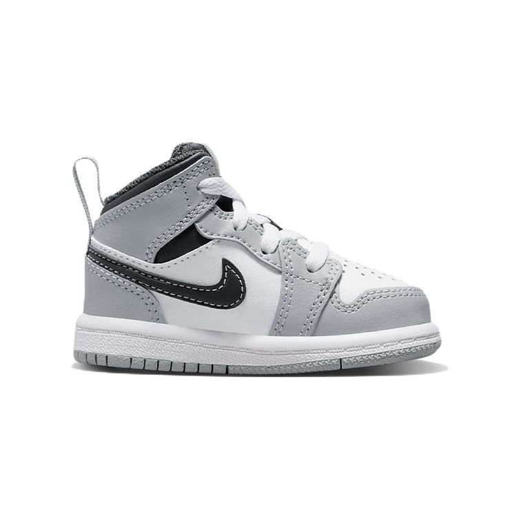 Детские кроссовки Air Jordan 1 Mid TD Light Smoke Grey Антрацитовый Белый 640735-078