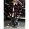 Рубашка Inknots American Retro Brushed Warm Loose Plaid Shirt Men and Women Vintage Shirt Coat Fashion