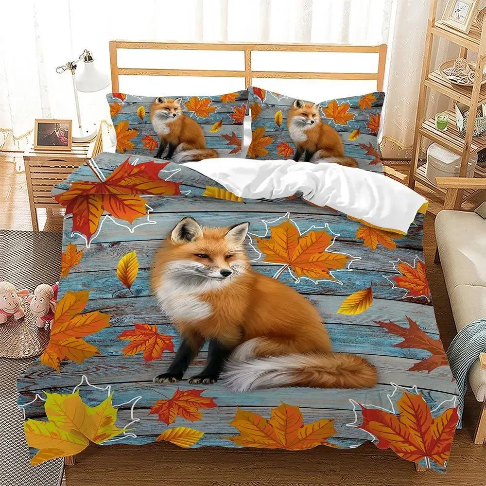 Детский мультяшный набор с собакой и лисенком, снежинками и шишками, пододеяльник 100% высококачественная микрофибра, супермягкое постельное белье для спальни