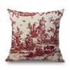 Navy Blue Ink Print Motif Of Toile De Jouy Classic French Pattern Tropical Plant Elephant Pillow Case Linen Car Cushion Cover