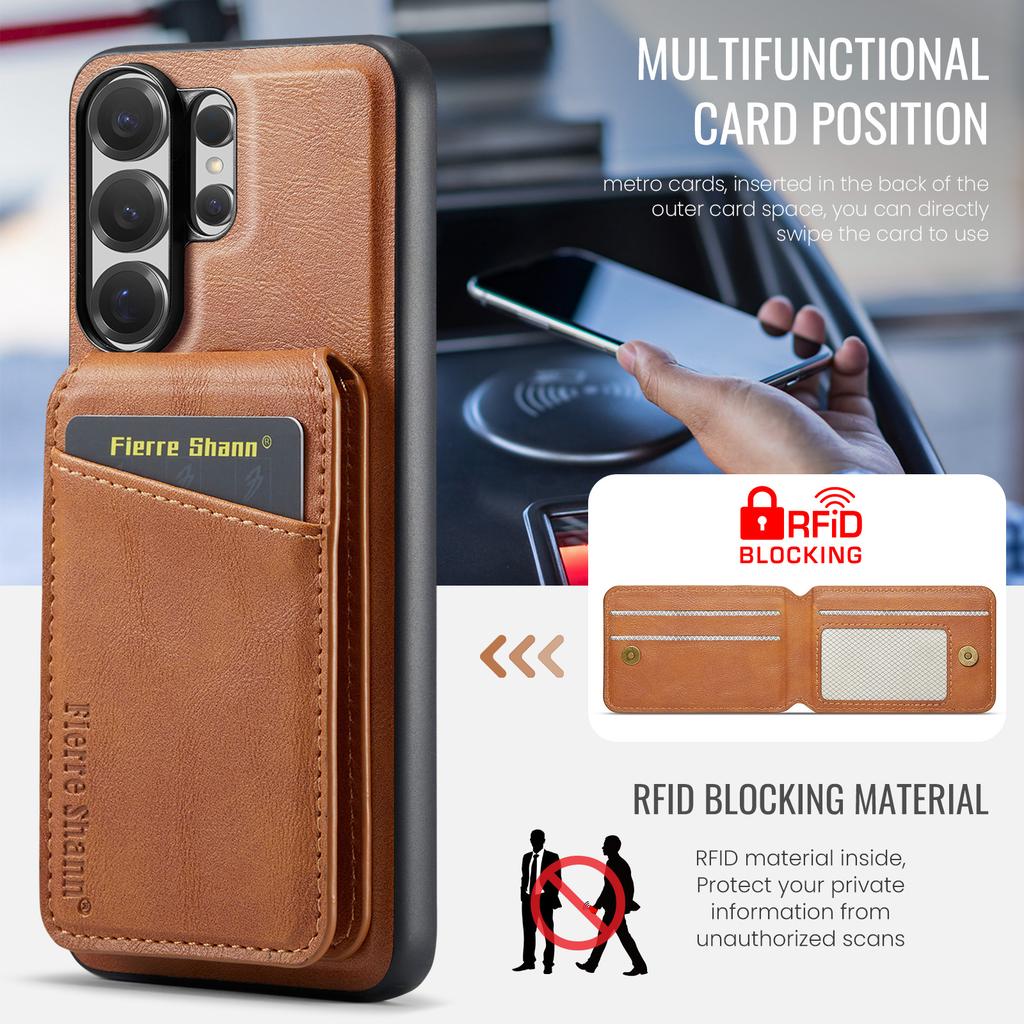 Detachable Card Wallet Magnetic Leather Case for Samsung Galaxy S26 Ultra S25 Edge S24 FE S23 S22 Plus Wireless Charging Cover