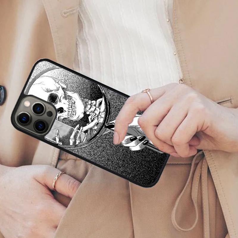 Готический Скелет Хэллоуин Магнитный Чехол для Телефона для APPLE iPhone 17 Air 16 14 13 12 Pro Max 15 Plus Беспроводная Зарядка MagSafe Чехол