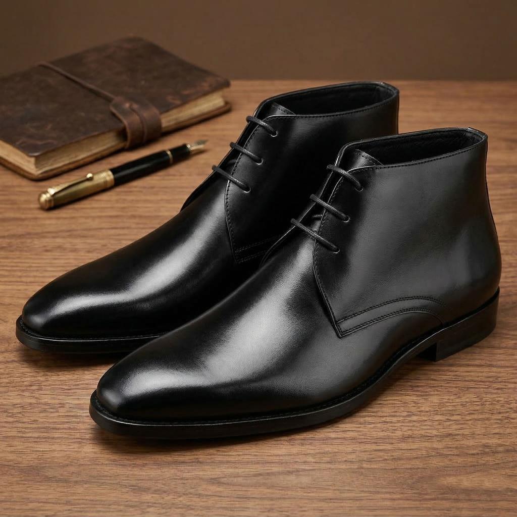 Men's Calf Leather Western Ankle Boots Comfortable Elegant Chelsea Driving Shoes In Multiple Colors