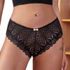 Plus Size Women's Back Hollow Lace Panties Sexy Breathable Briefs Shaped Like Peacock Feather Underwear