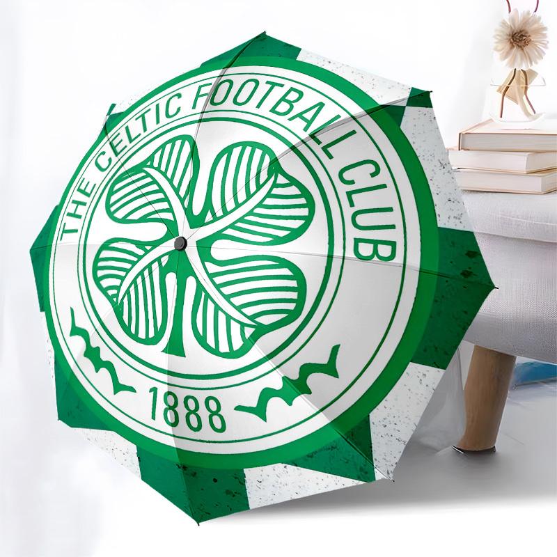 Celtic Football Club, Emblem Automatic Opening and Closing, 8 rib Structure Portable Umbrella, Suitable for Men and Women in All Seasons Pe