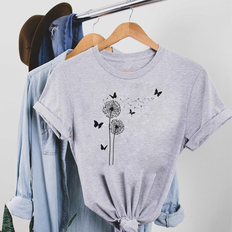 Lovely Tee Top Fashion T Shirt Clothing Casual 90s Butterfly Sweet Cute Short Sleeve Women Print Lady Female Graphic T-shirt